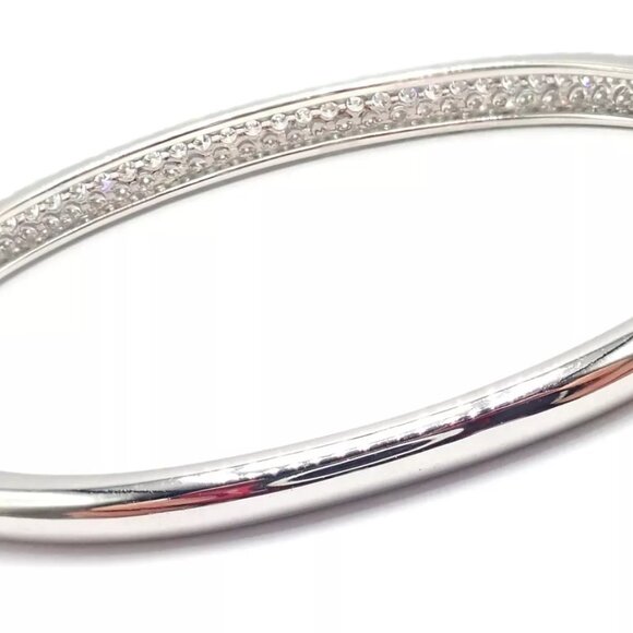 Authentic! Van Cleef & Arpels Eve 18k White Gold Diamond Bangle Bracelet Paper - Picture 6 of 11